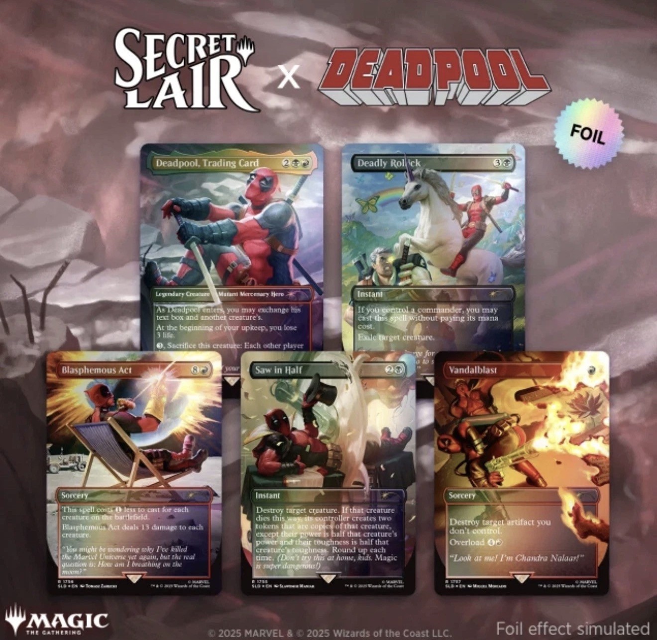 Deadpool Secret Lair Magic the Gathering Foil COMPLETE SET - MINT Deadpool Secret Lair Magic the Gathering Foil COMPLETE SET - MINT