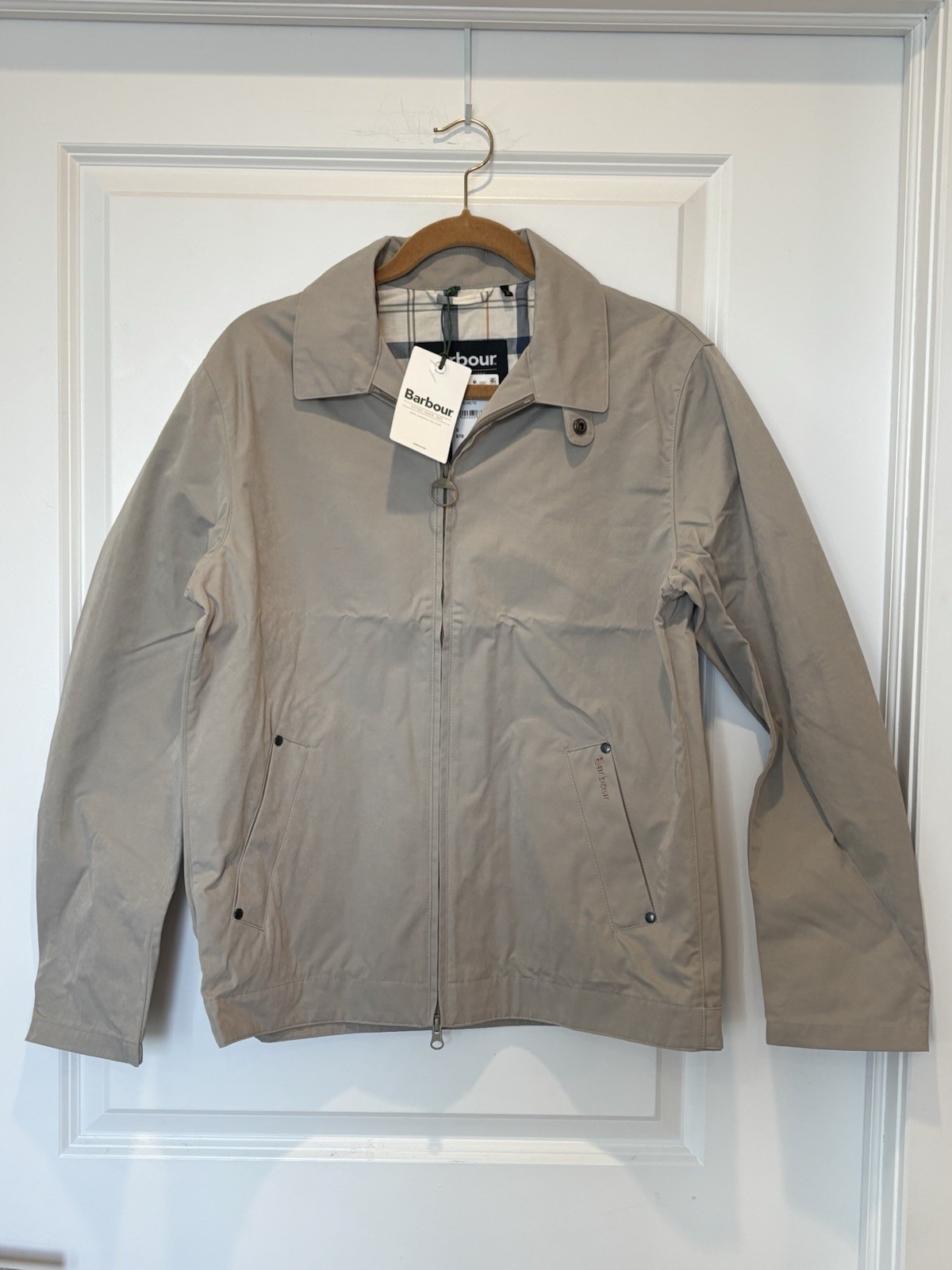 NWT Barbour Jacket L Men\'s Gray Fernport Casual Lightweight Classic Full Zip