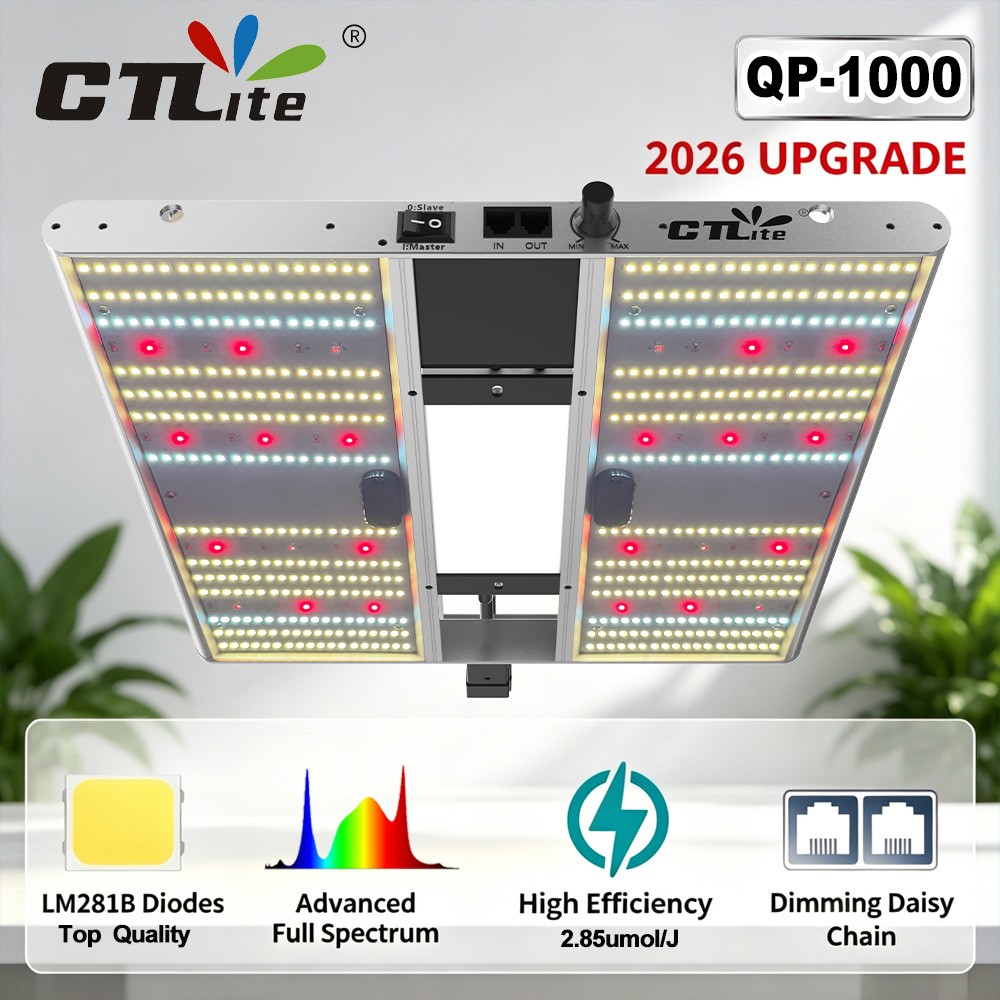 CTLITE QP1000 LED Grow Lights 120W Full Spectrum LM281B LED Dimmable Daisy Chain