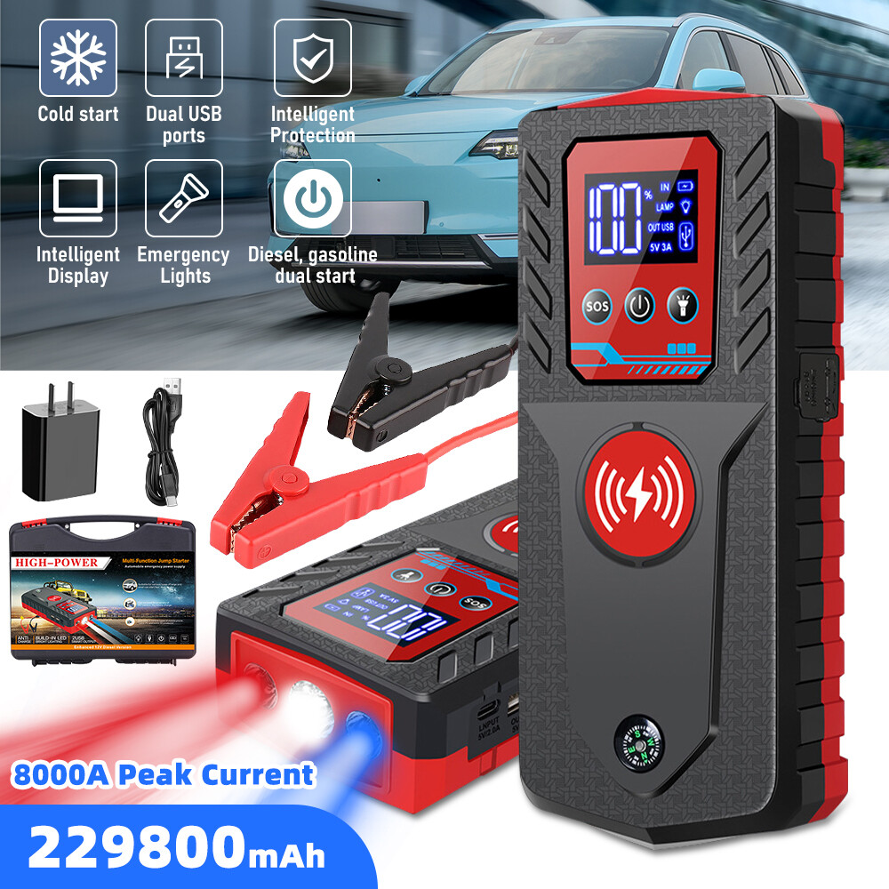 229800mAh Arrancador De Carro 5000A Bateria Luz Para Auto Cargador Recargable US