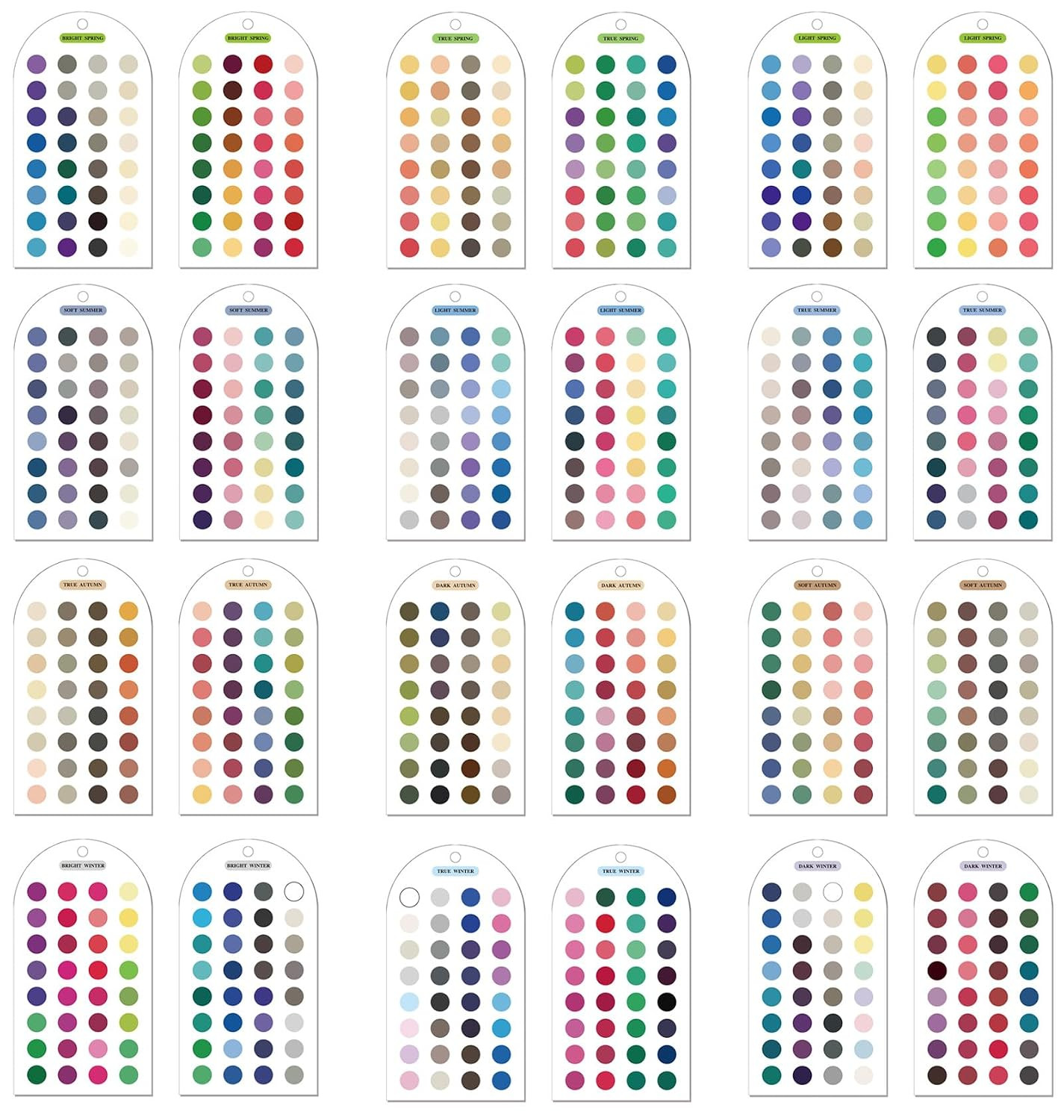 Ultimate 12 Season Color Analysis Cards,All 12 Color Seasonal Set,Portable Color