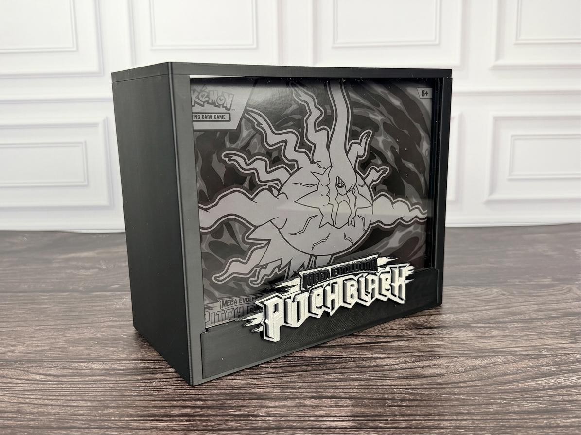 Pitch Black Pokemon ETB Display Case Mega Evolution 3D Printed Magnetic Acrylic