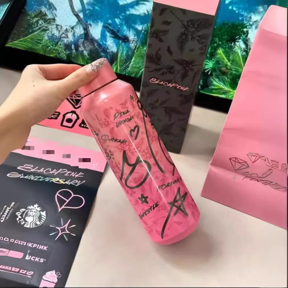 New Blackpink x Starbucks Stainless Steel Vacuum Cup Thermos with Gift Box HOT New Blackpink x Starbucks Stainless Steel Vacuum Cup Thermos with Gift Box HOT