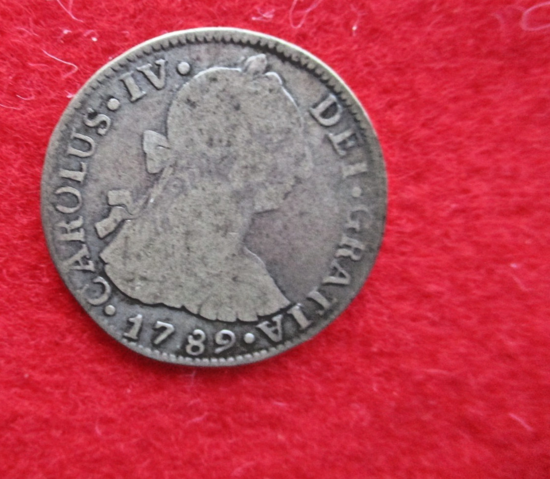 1789 Guatemala Silver 2 Reales Spanish Colonial Circulated Carolus IV 1789 Guatemala Silver 2 Reales Spanish Colonial Circulated Carolus IV