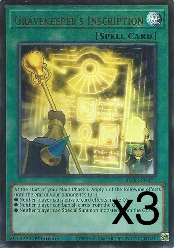 3X Yugioh Gravekeeper's Inscription BLGG-EN121 Ultra Rare 1st Edition NM