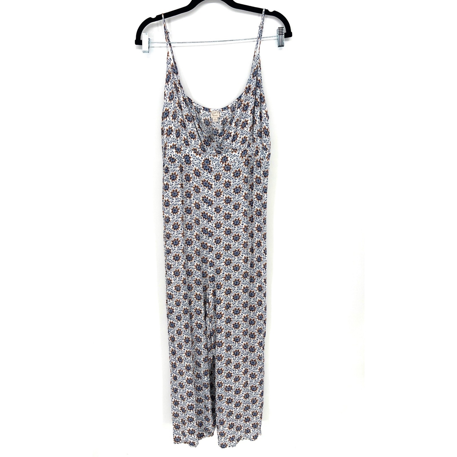 Loft Beach Medallion Wide Leg Jumpsuit Medium Boho Coastal Resortwear EUC