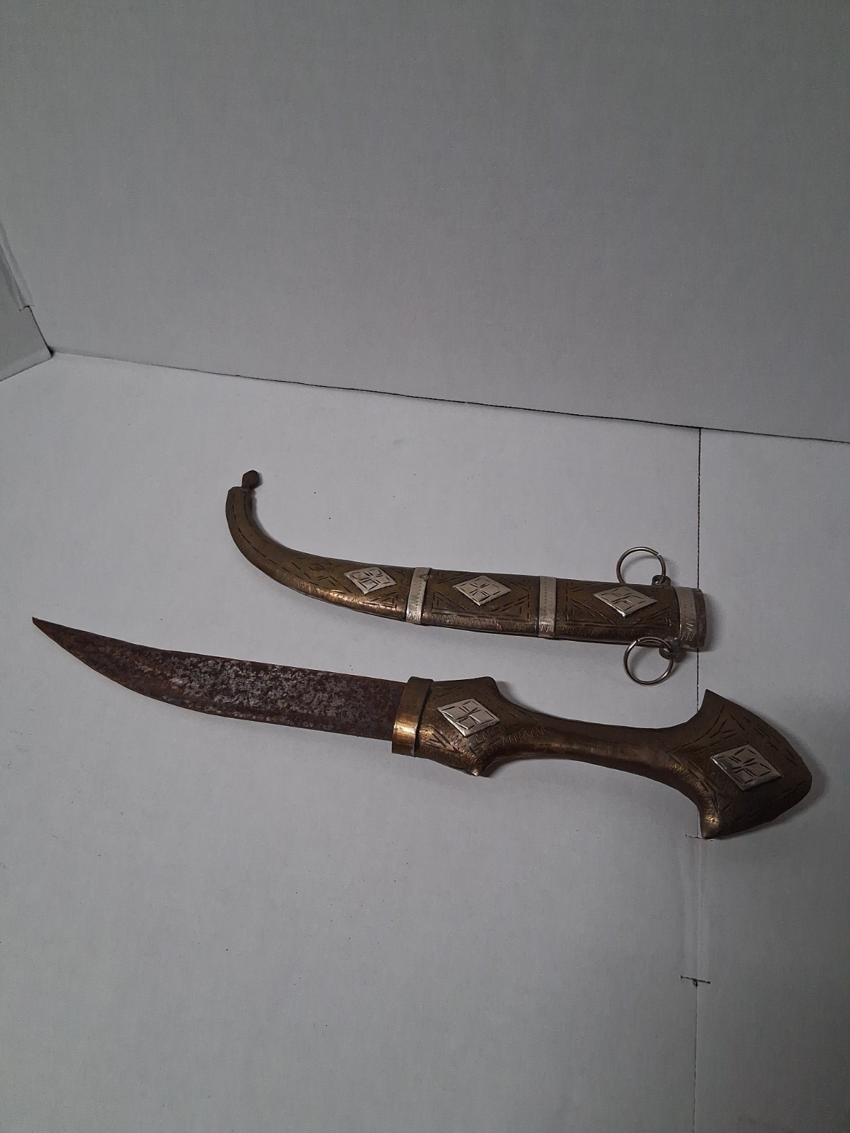 Vintage Moroccan Koummya Dagger- Traditional Berber Curved Knife With...
