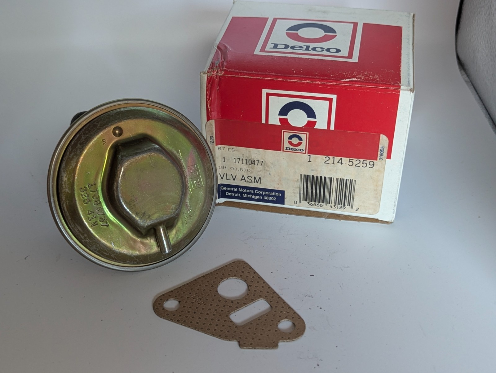 EGR Valve KIT - DELCO -7110477 214-5259 - NOS - 1985-89 Chevy GM 5.0L, 5.7L V8