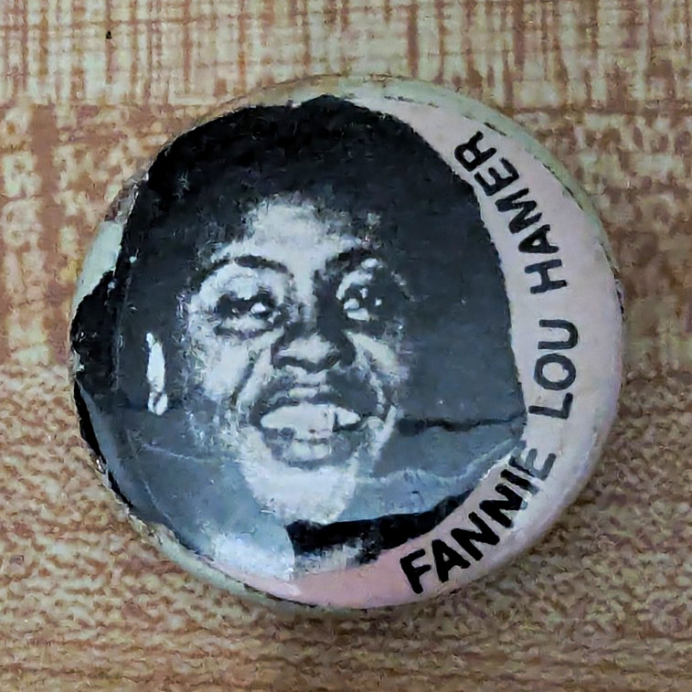 Fannie Lou Hamer Black & White Portrait Civil Rights Campaign Pinback Button Vtg Fannie Lou Hamer Black & White Portrait Civil Rights Campaign Pinback Button Vtg