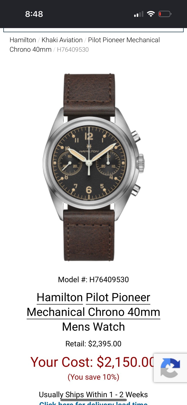 Hamilton Khaki Aviation Men\'s Black Watch - H76409530 Hamilton Khaki Aviation Men\'s Black Watch - H76409530