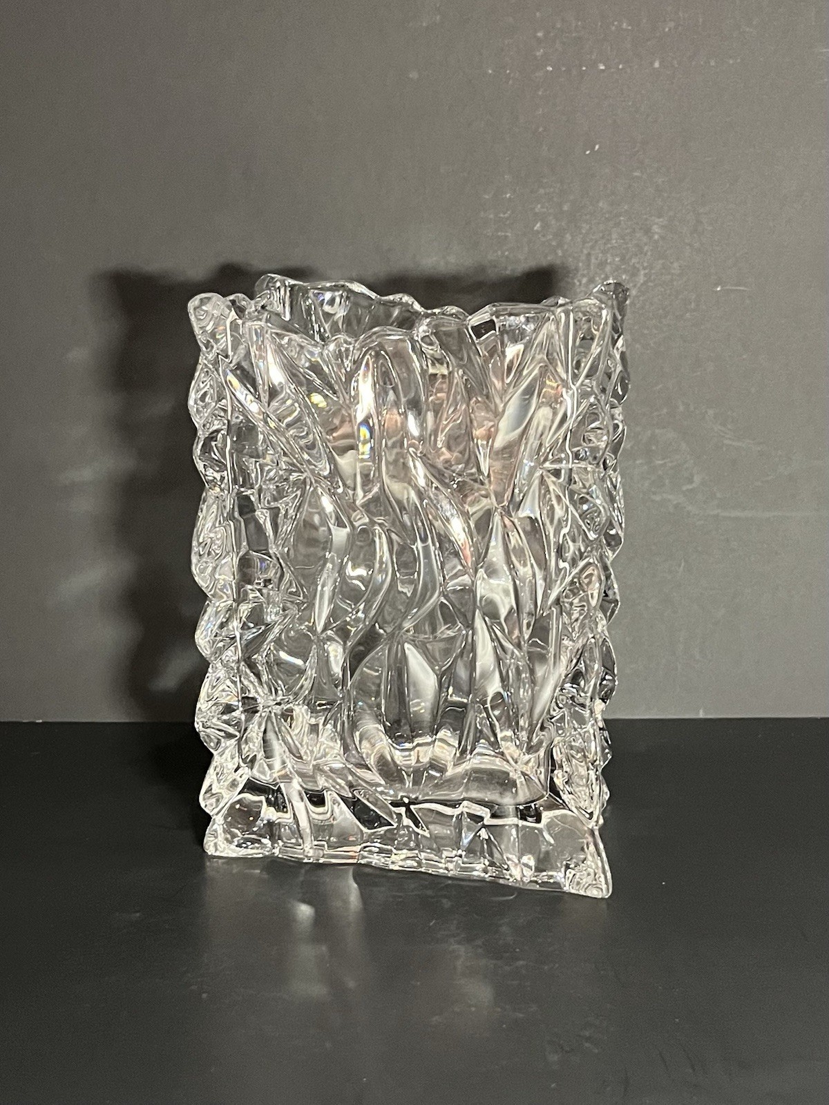 Vintage Rosenthal Studio Line Crystal Paper Bag Vase Tapio Wirkkala 6.5\