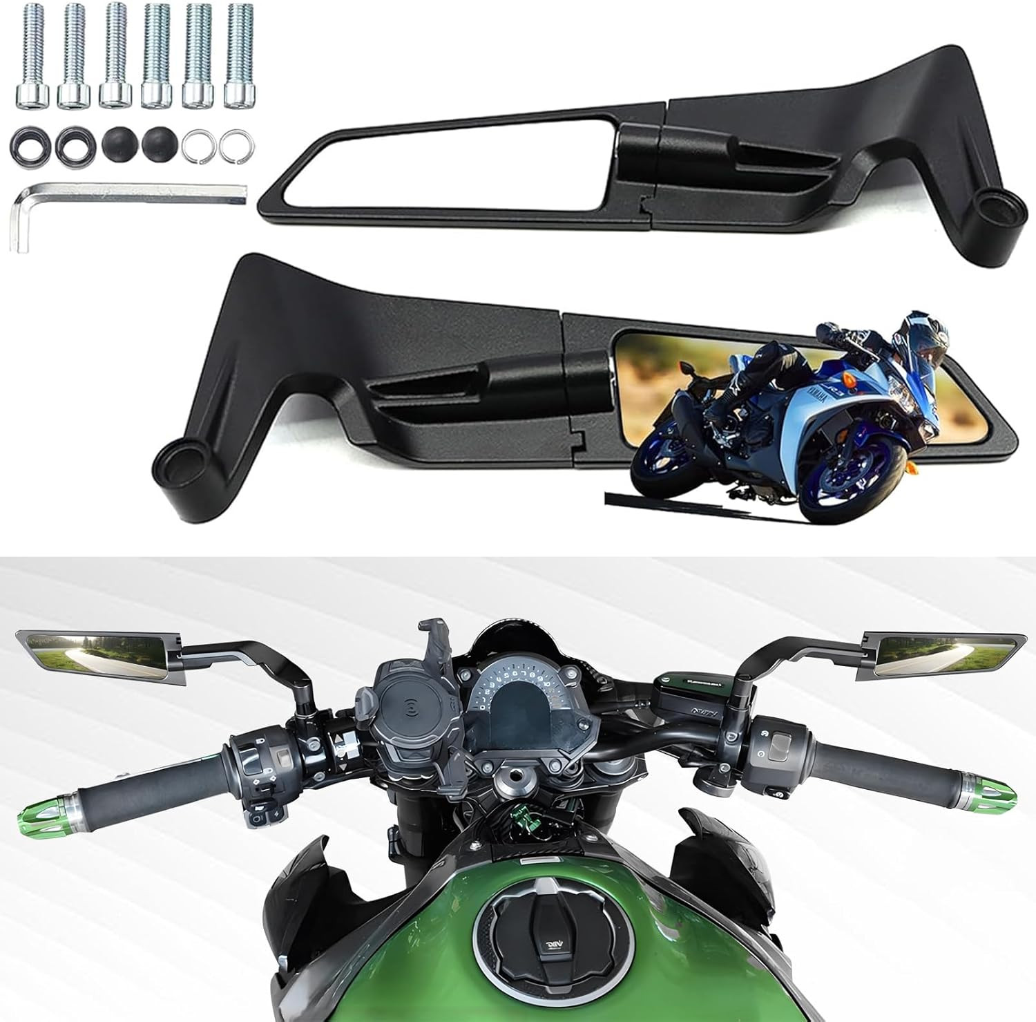 Motorcycle Rear View Mirrors, Stealth Wind Wing Side Mirrors Compatible with 202