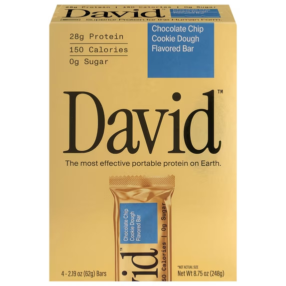 David High Protein Bars, Chocolate Chip Cookie Dough - 28g Protein David High Protein Bars, Chocolate Chip Cookie Dough - 28g Protein