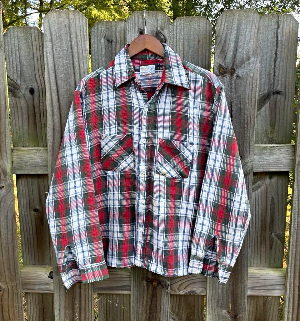 JCPenney Big Mac Men\'s Plaid Flannel Button-Up Shirt Tall XL Pockets Red JCPenney Big Mac Men\'s Plaid Flannel Button-Up Shirt Tall XL Pockets Red