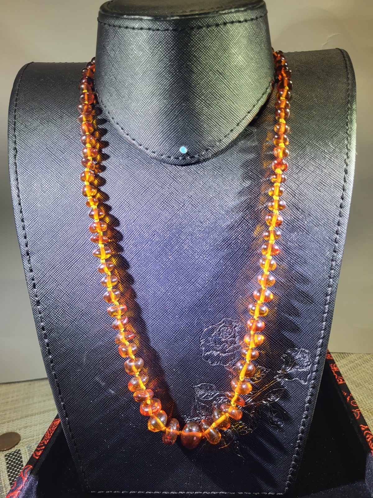 Natural Amber Beaded Necklace 24\ Natural Amber Beaded Necklace 24\