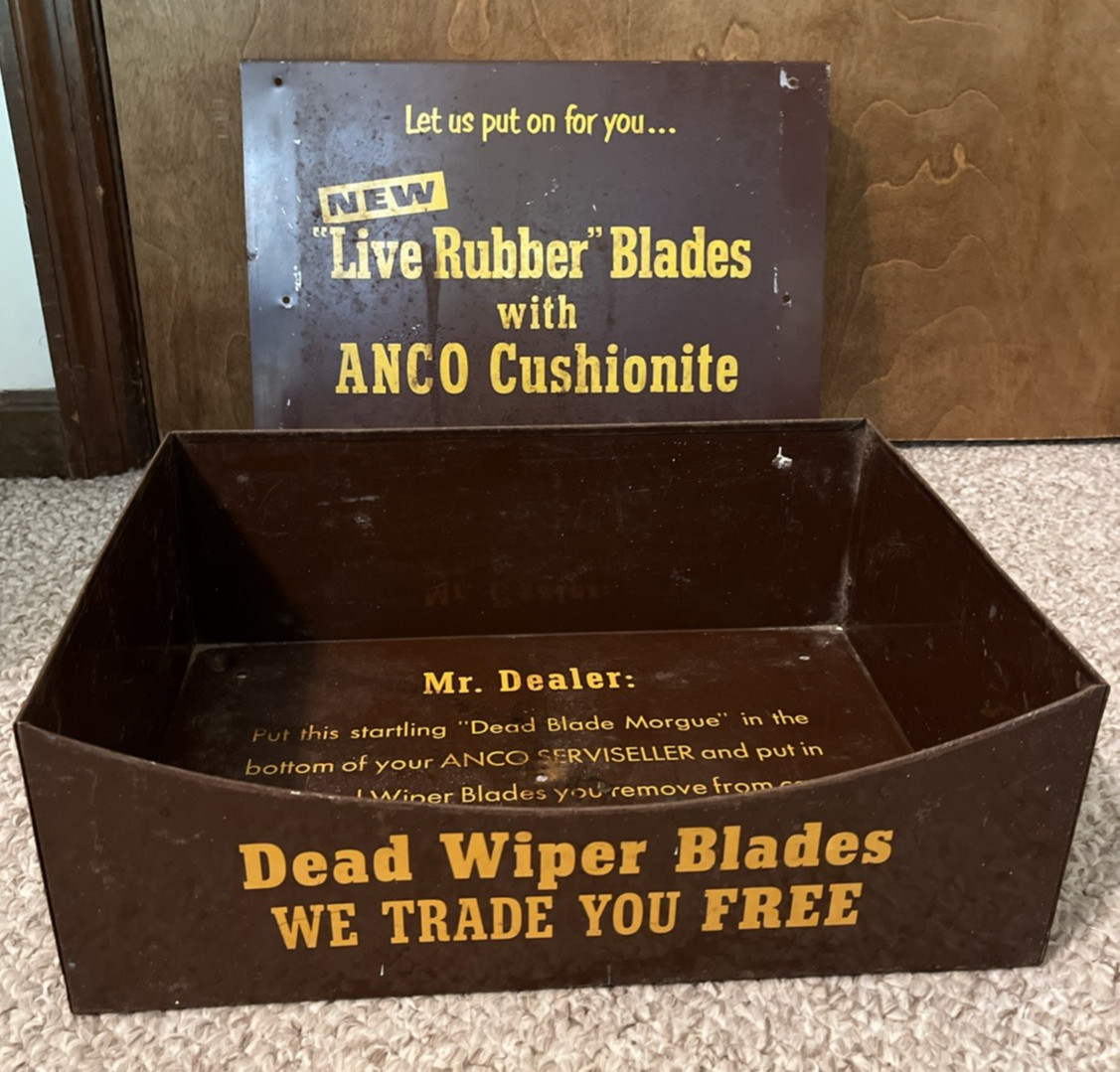 Vintage ANCO Wiper Blades Dead Blade Morgue Store Display & Cushionite Ad Vintage ANCO Wiper Blades Dead Blade Morgue Store Display & Cushionite Ad