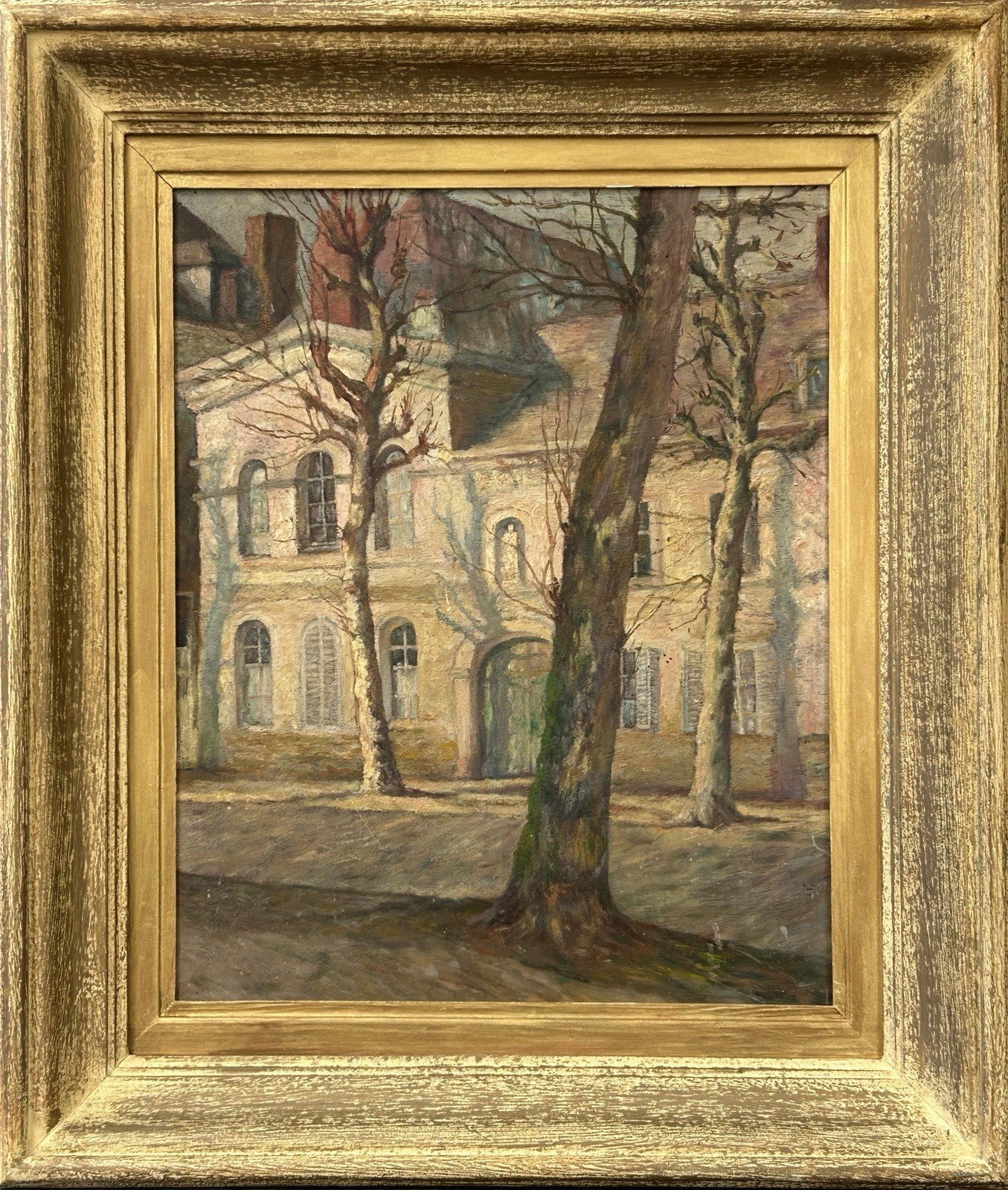 Impressionist French Paris City Original Antique Cityscape Oil Painting, Framed