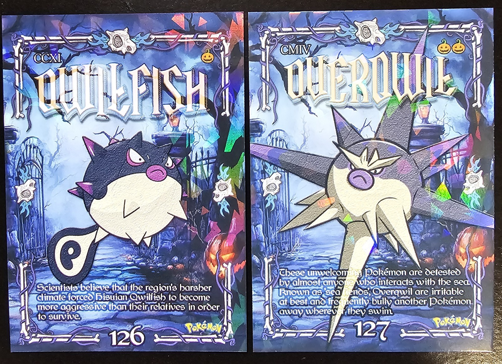 QWILFISH X OVERQWIL LOT - POKEMON PRISMA HALLOWEEN RARE CCG HOLO