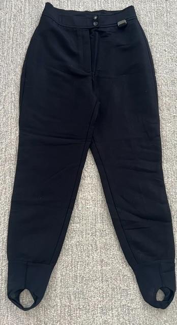 VTG 80-90s Passport Skiwear Black Women\'s Wool Blend Horse Pants Straps SZ 8 VTG 80-90s Passport Skiwear Black Women\'s Wool Blend Horse Pants Straps SZ 8