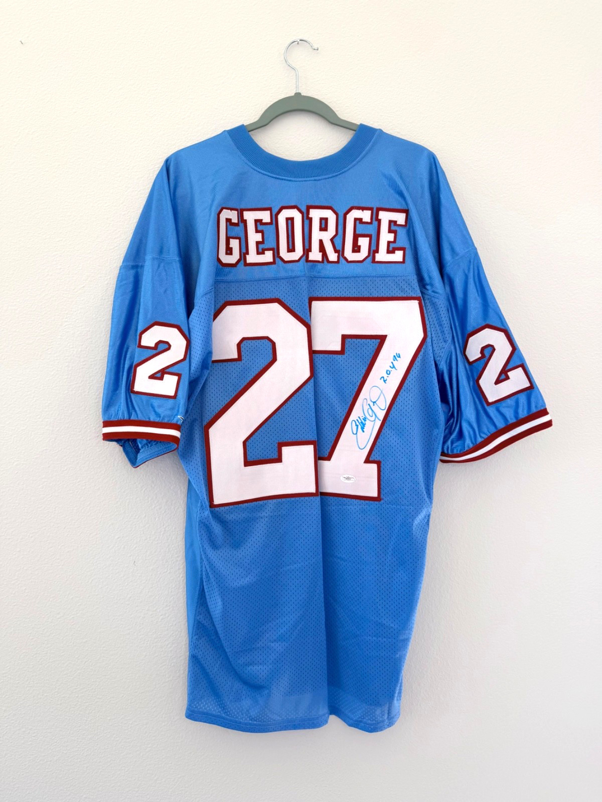 Authentic Eddie George Signed Houston Oilers NFL Jersey ROY '96 Inscribed JSA XL