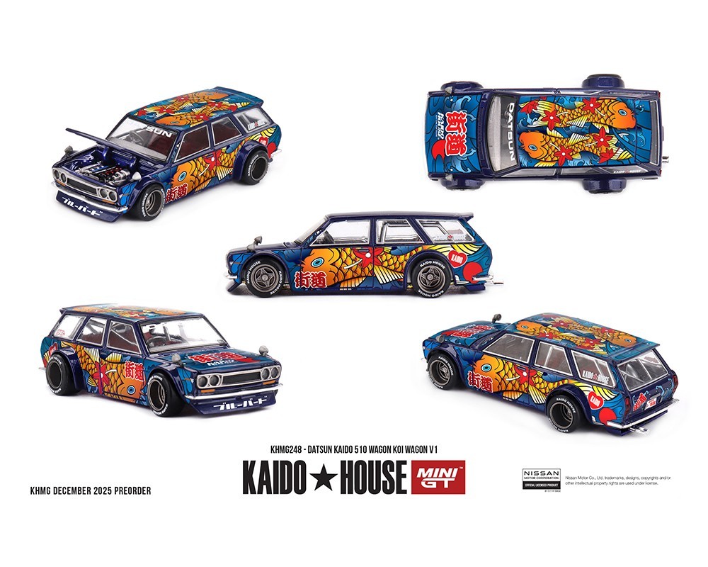 Kaido House x Mini GT (JDM) Datsun KAIDO 510 Wagon Koi Wagon V1 Blue #248 1/64