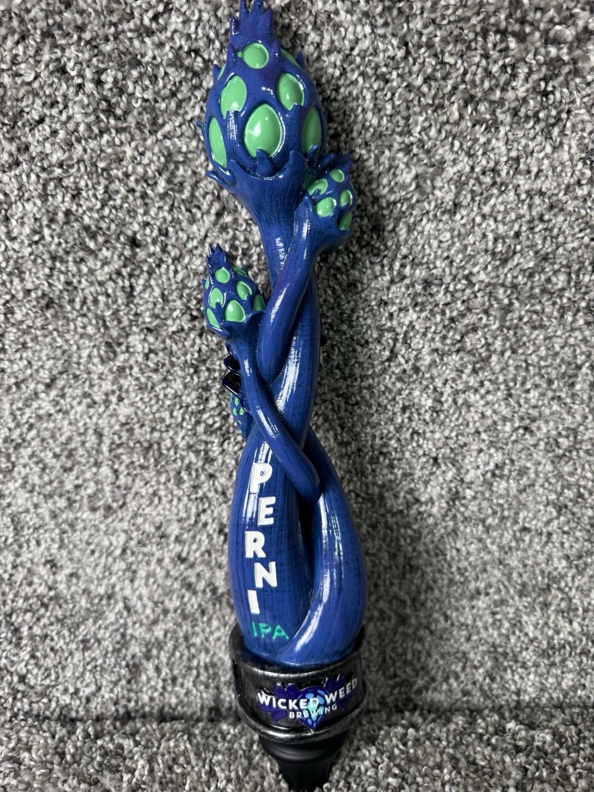 Wicked Weed Brewing Pernicious Beer Tap Handle Blue IPA Spider Multicolor