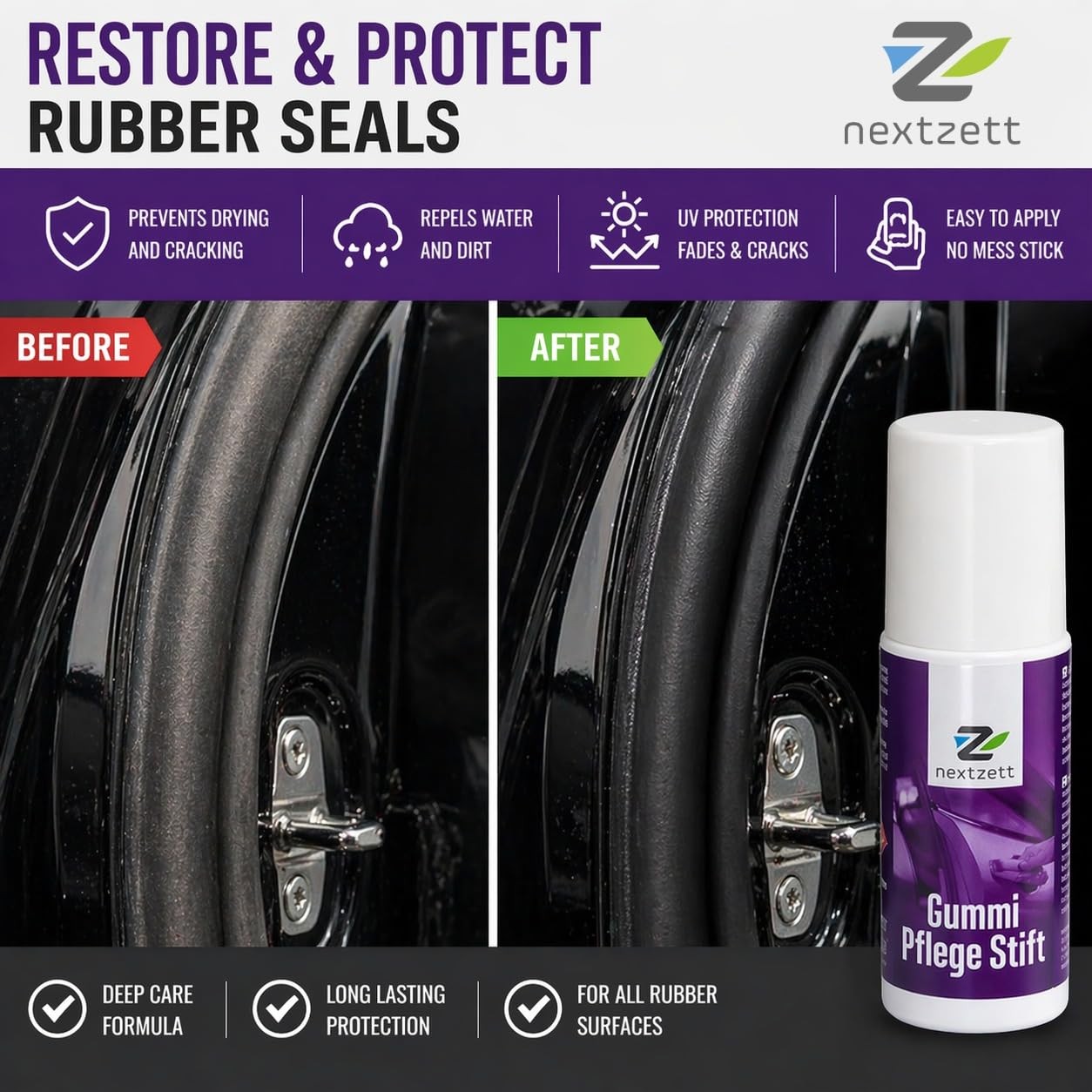 nextzett Gummi Pflege Rubber Care Stick Car Weatherstrip & Seal Conditioner Prev