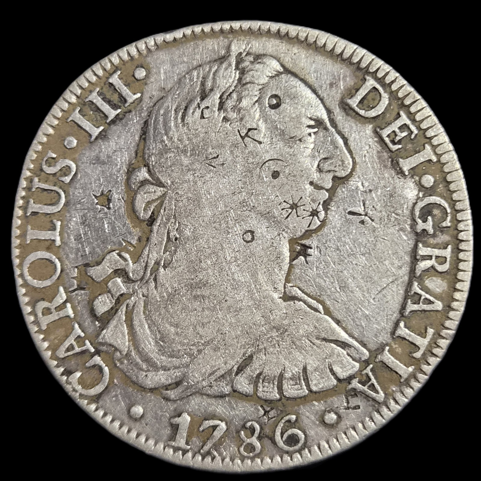 Mexico Spanish Colonial 8 Reales Carol Carolus III 1786 Mo FM Mexico City Mint