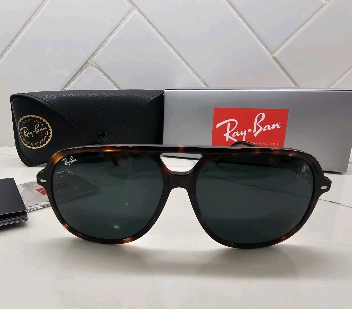 MEN\'S Ray-Ban BILL RB2198 60mm Polished Havana Dark Brown frame w/Blue Lens MEN\'S Ray-Ban BILL RB2198 60mm Polished Havana Dark Brown frame w/Blue Lens