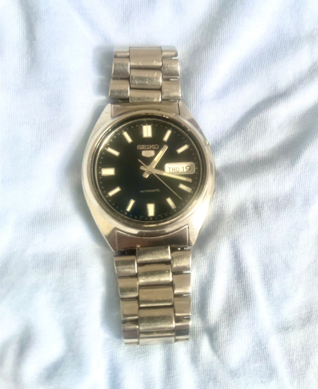 Vintage 2001 Seiko 5 Automatic 7S26-0480 Blue Dial Watch - Exhibition Back