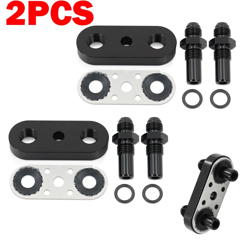 2PCS For GM 6L80E 6L90E 8L90E Transmission Cooler Line Adapter Plate 6AN CNC