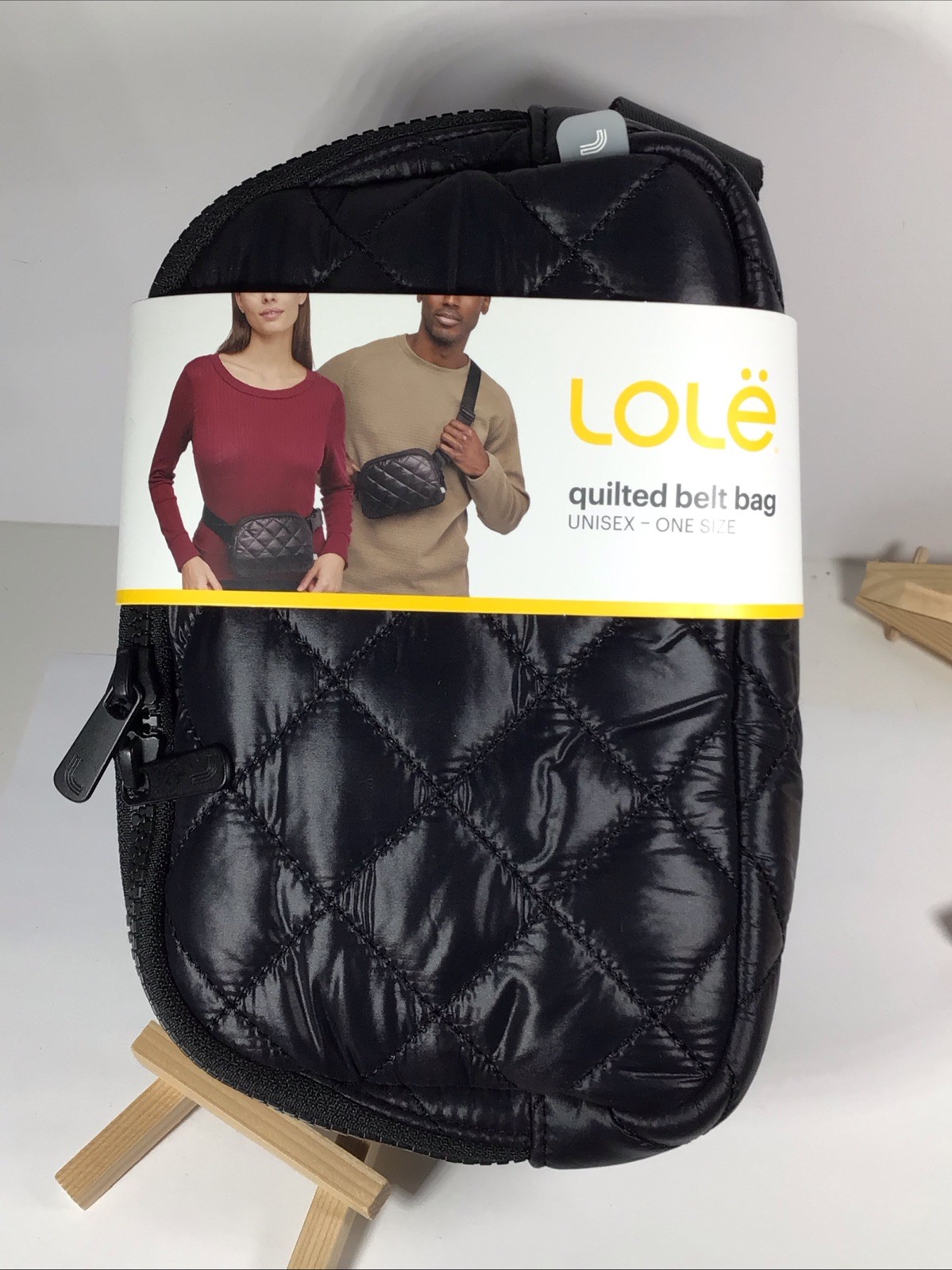 NWT New Lole Quilted Black Crossbody Everywhere Belt Bag Mini Nylon Logo Strap