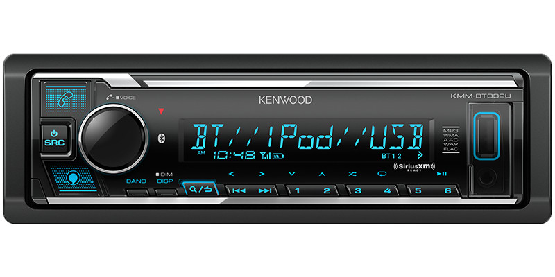 Kenwood KMM-BT332U Bluetooth Alexa USB AUX AM/FM 1-DIN Car Stereo No CD 50W x4