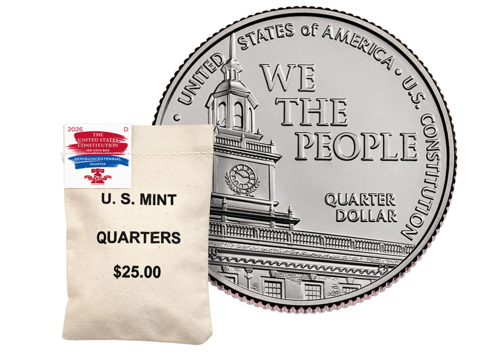 SEALED - 2026 D Semiquincentennial U.S. CONSTITUTION QUARTERS BAG (100 Coins)