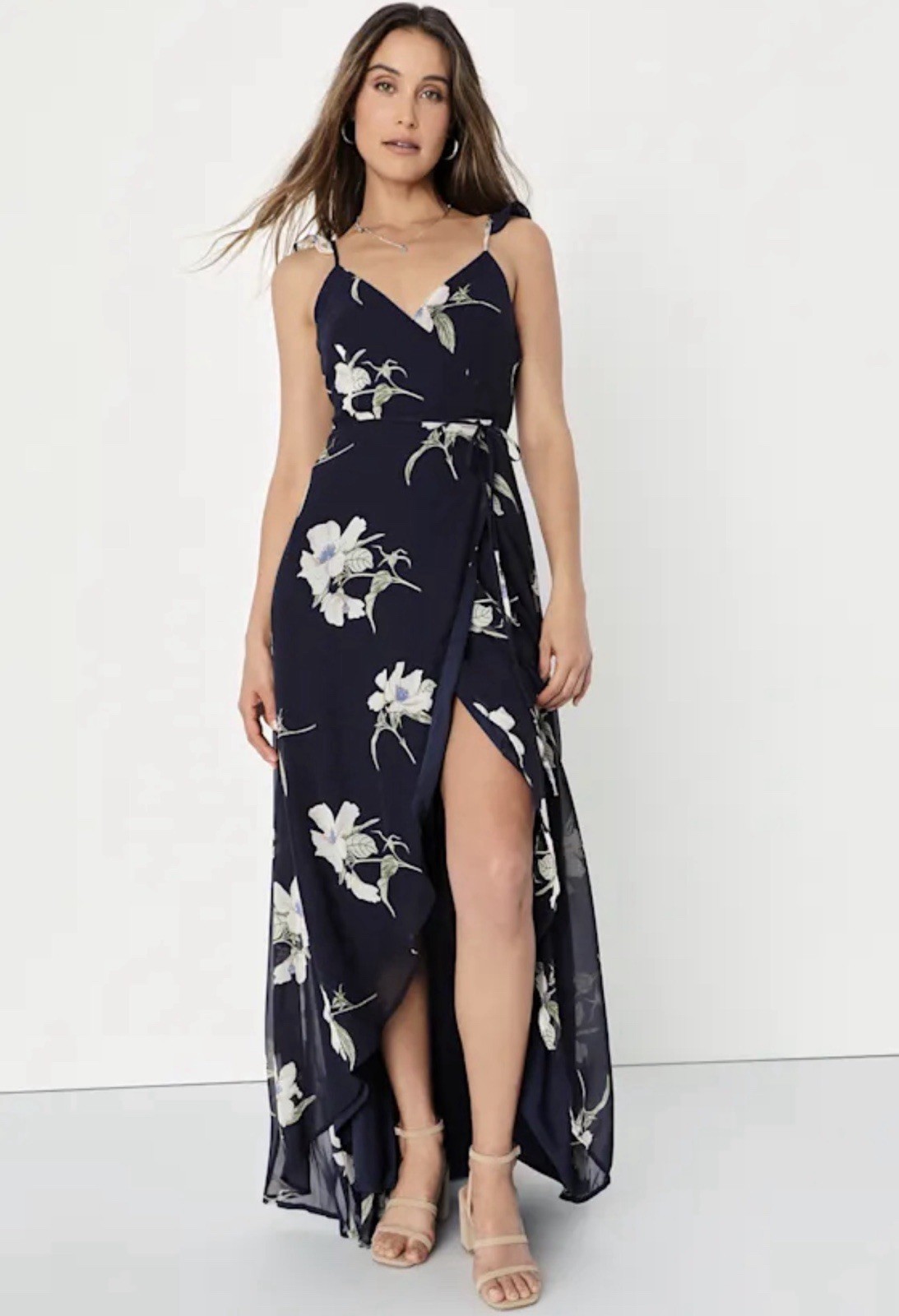 NEW Lulus True Wrap DRESS Sz S/M 6 Deep V Front Slit Sexy Flirty Surplice Maxi NEW Lulus True Wrap DRESS Sz S/M 6 Deep V Front Slit Sexy Flirty Surplice Maxi