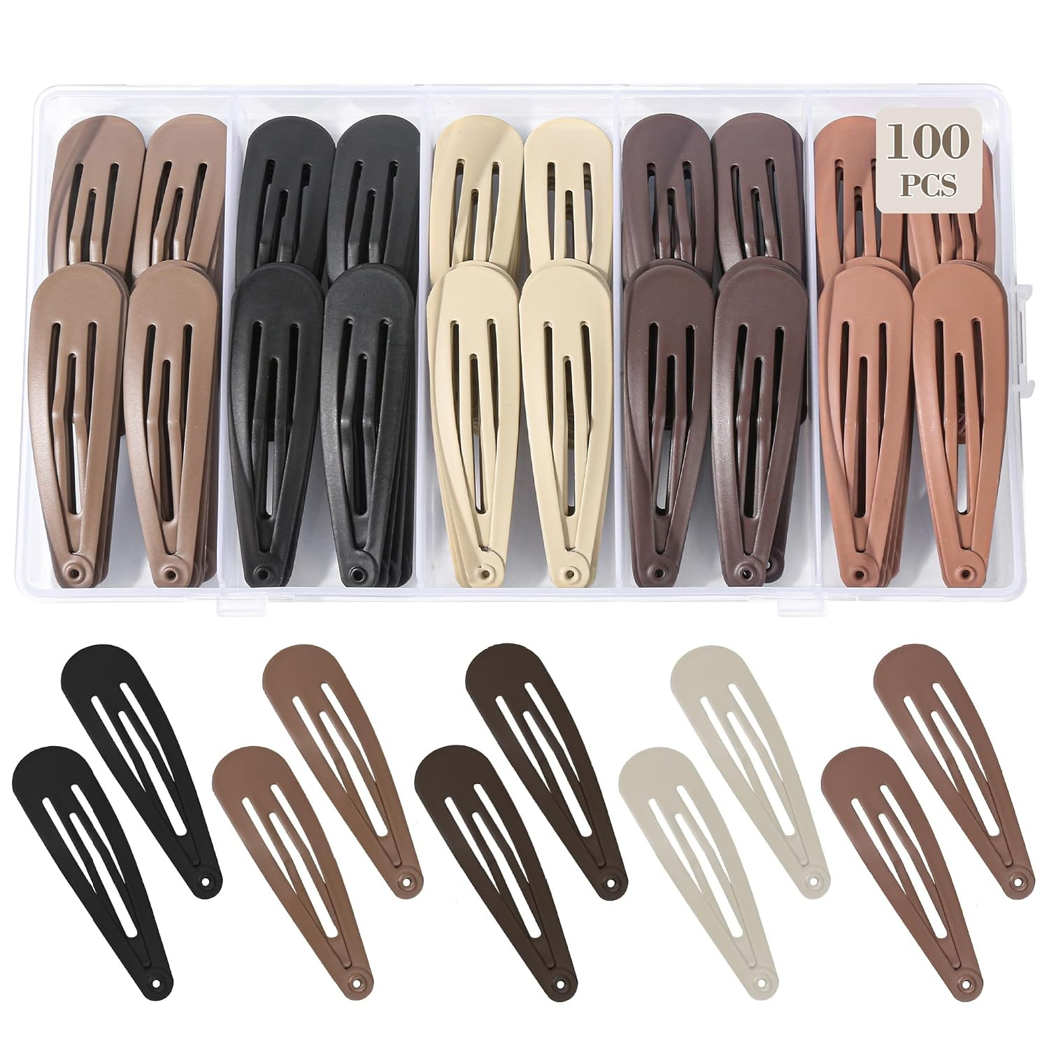 100Pcs Snap Hair Clips Hair Barrettes for Women Girls, No-Slip