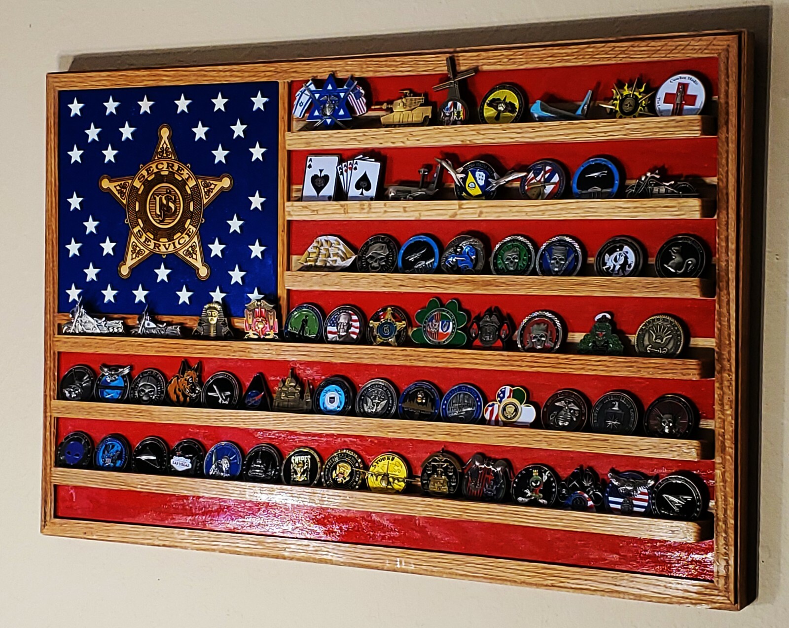US Secret Service USSS Hardwood Challenge Coin Display Flag Full panel 36x20 CU