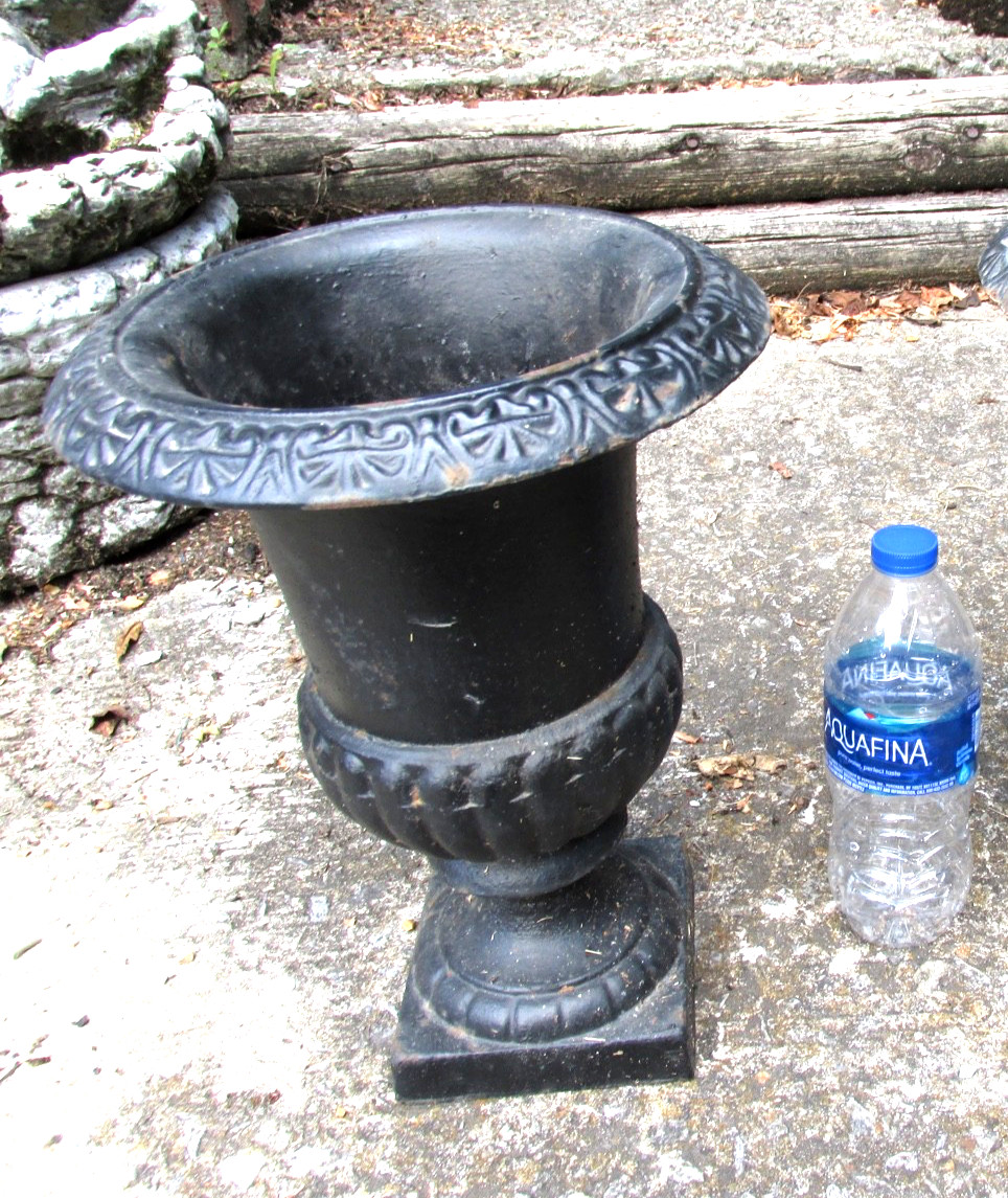 Vintage Cast Iron Classic French Neoclassical Garden Urn Planter 13\