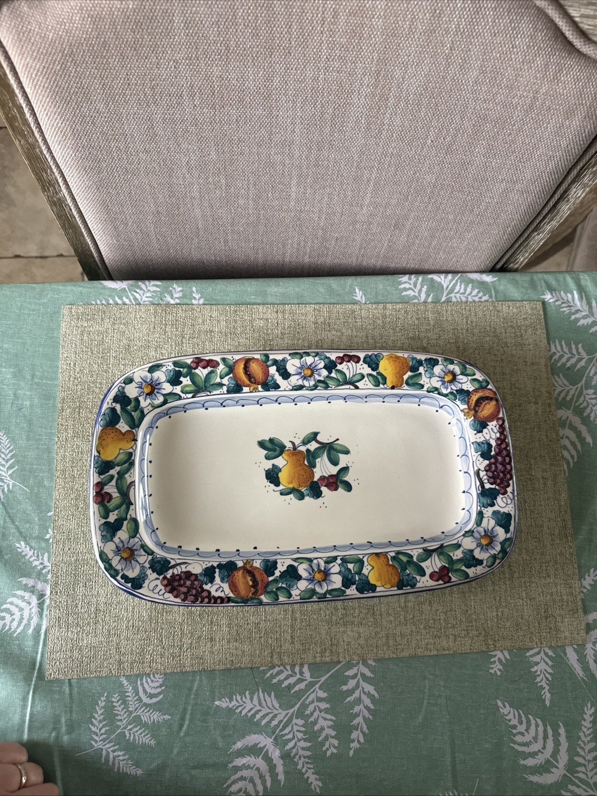  Aldo Fumanti Hand Painted in Italy Signed Fruit Serving Dish/Tray, EUC