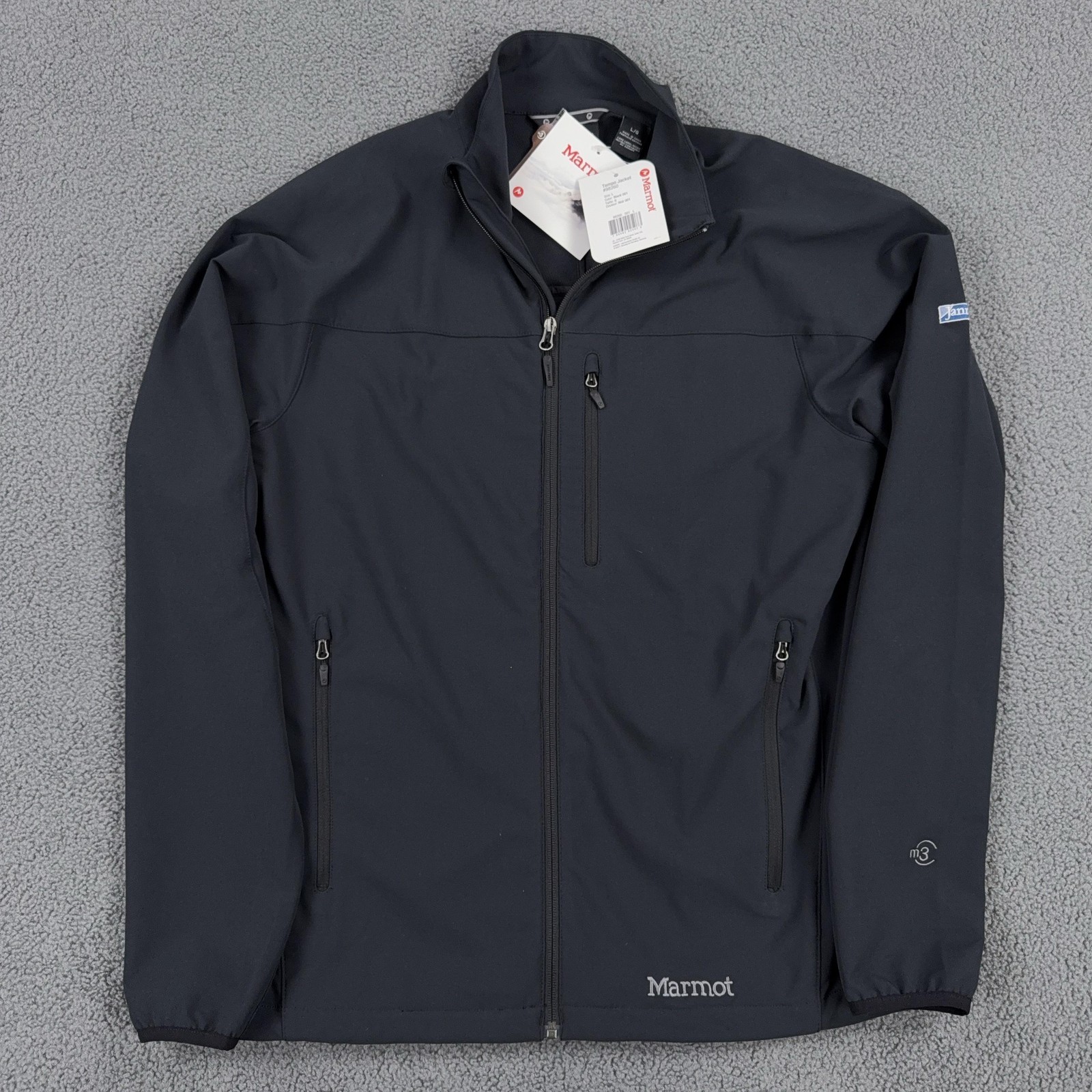 Marmot Jacket Mens Large Black Tempo M3 Softshell Full Zip Windbreaker 98260