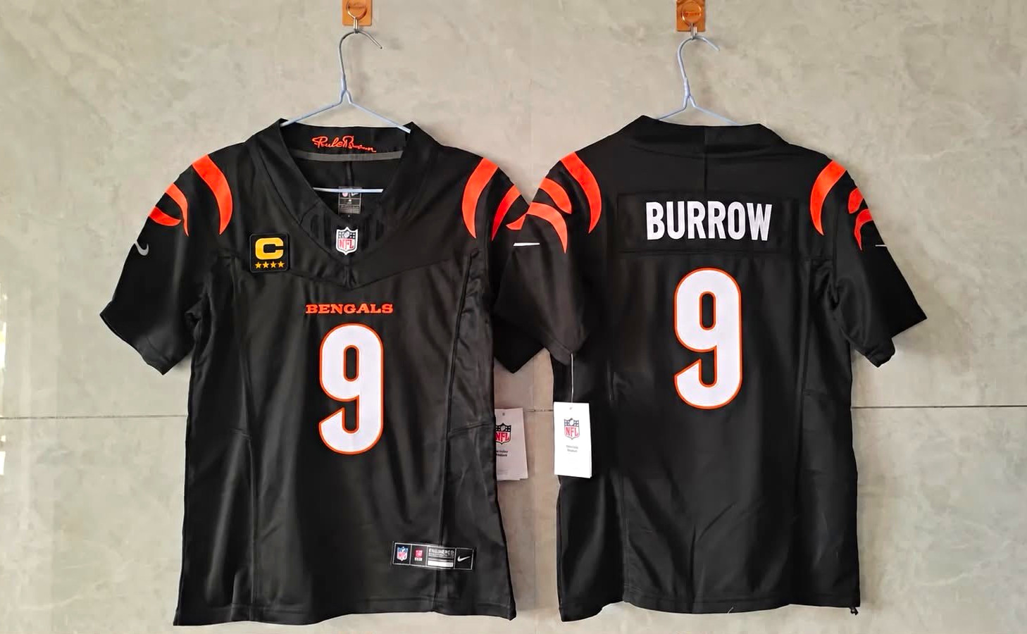 Nike Cincinnati Bengals Joe Burrow #9 in game jersey all colors with C patch Nike Cincinnati Bengals Joe Burrow #9 in game jersey all colors with C patch
