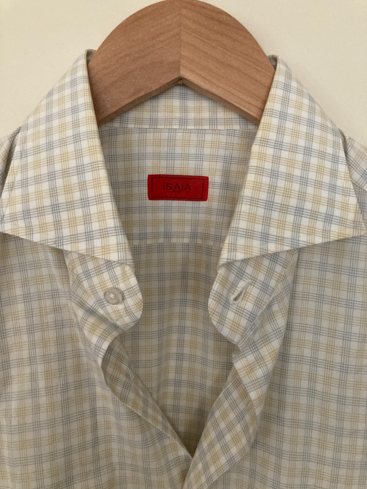 euc ISAIA Napoli Dress Shirt Yellow/Grey/Neutrals 41/16 euc ISAIA Napoli Dress Shirt Yellow/Grey/Neutrals 41/16