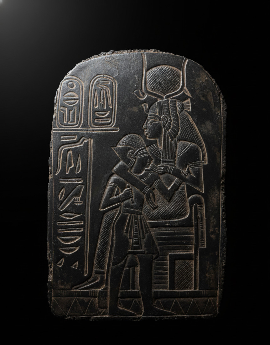 Rare Ancient Egyptian Antiquities Pharaonic Stela Goddess Isis Nursing Horus