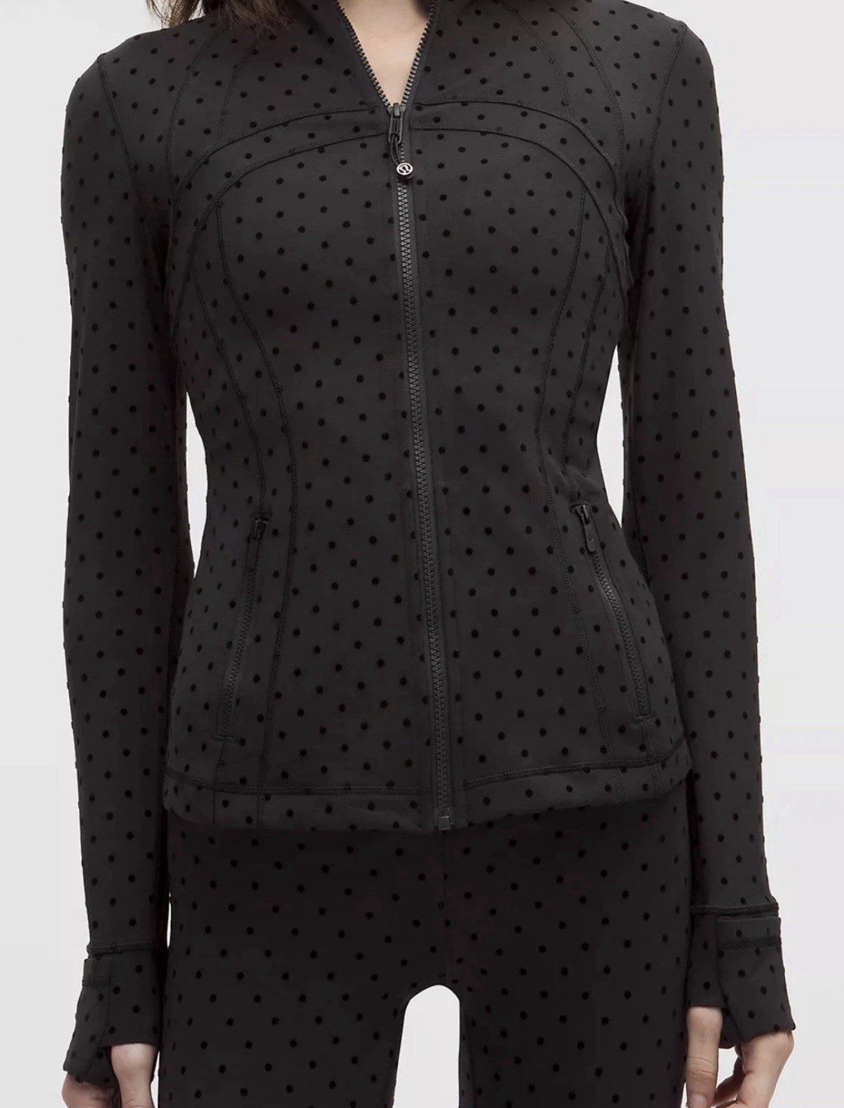 (BRAND NEW) Lululemon Womens Track Jacket SIZE-6 Black Polka Dot Full Zip Nylon (BRAND NEW) Lululemon Womens Track Jacket SIZE-6 Black Polka Dot Full Zip Nylon