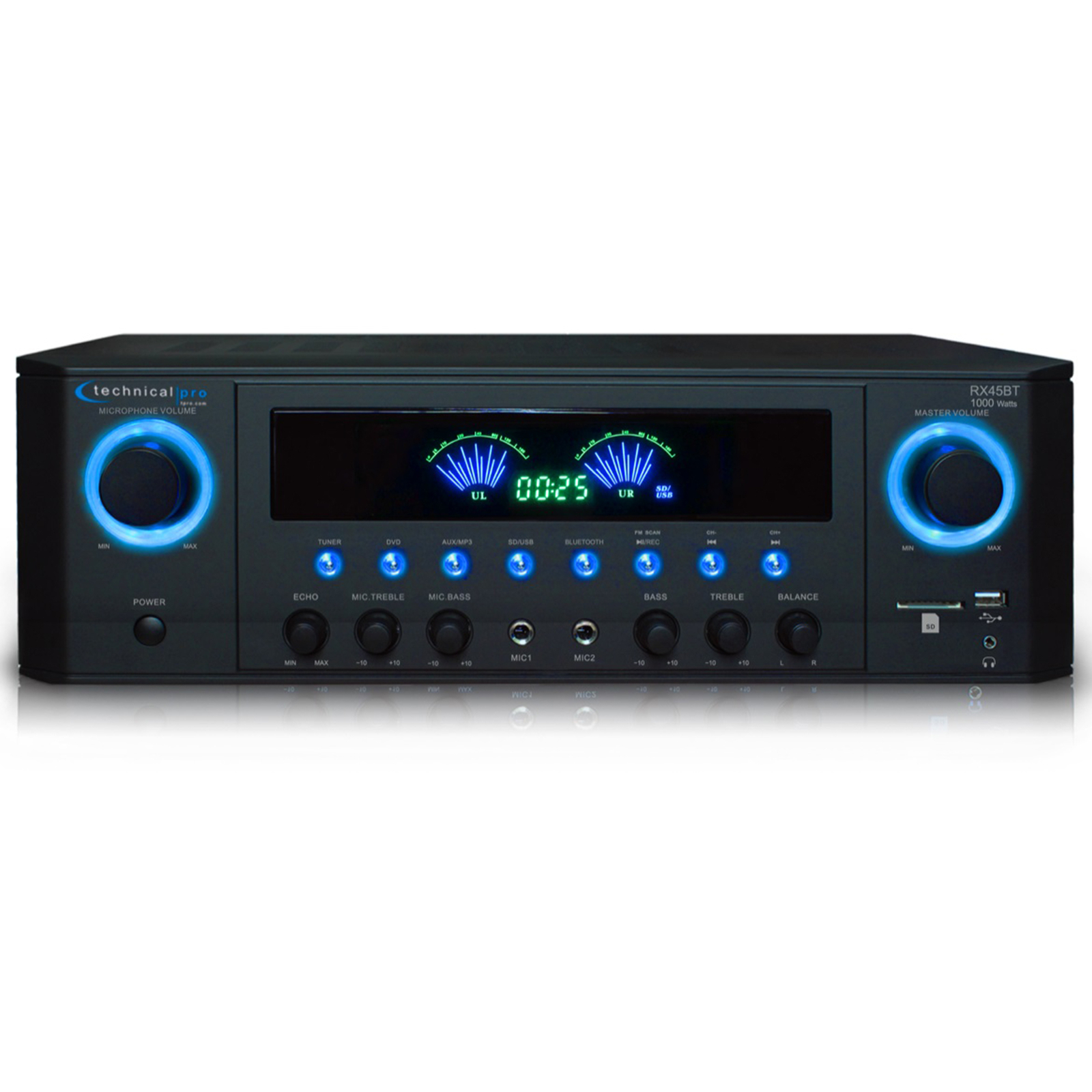 Technical Pro RX45BT Bluetooth Receiver w/ USB & SD Card Inputs,1000W Peak Power Technical Pro RX45BT Bluetooth Receiver w/ USB & SD Card Inputs,1000W Peak Power