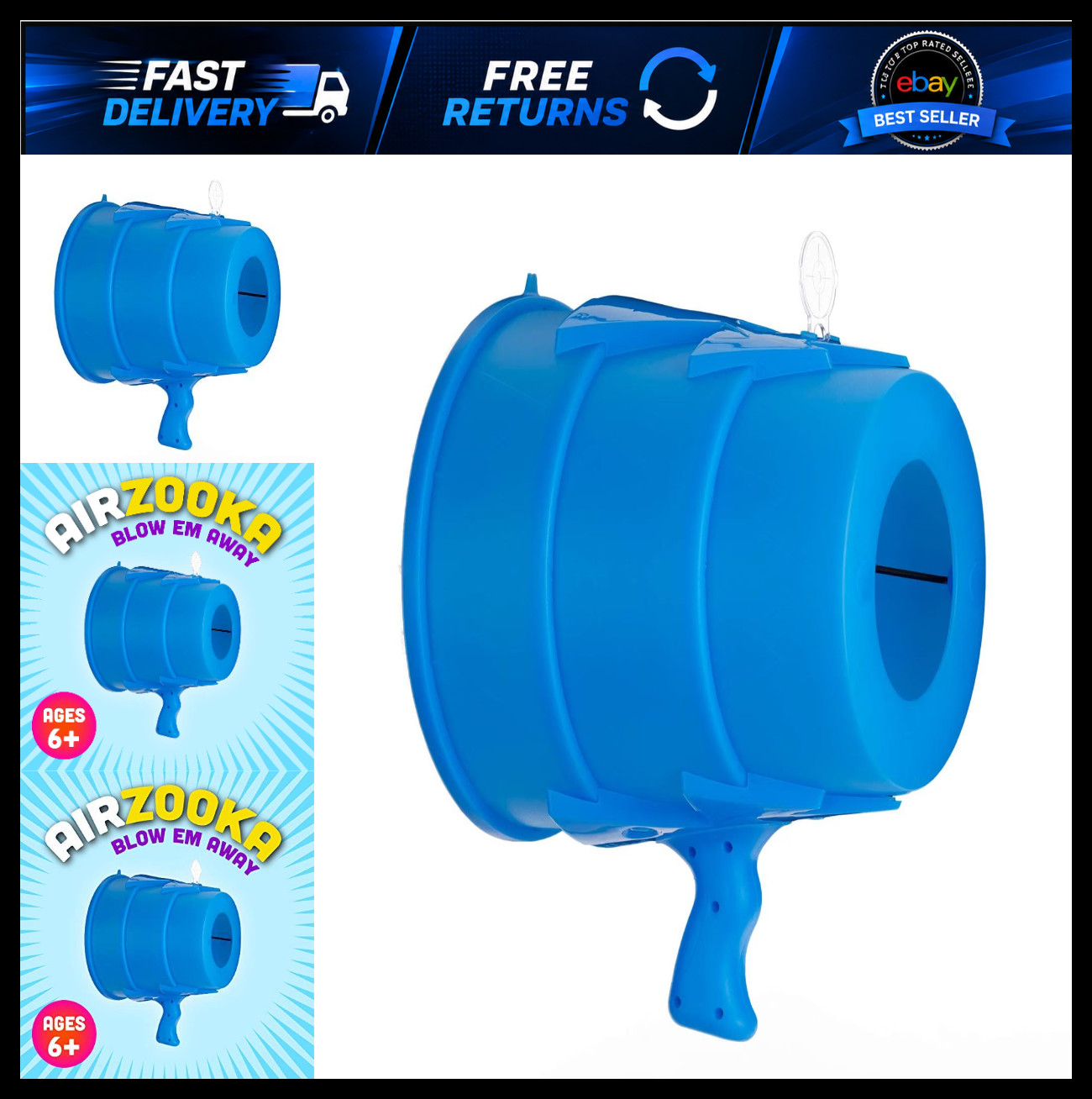 Airzooka Air Blaster Toy - Fun Indoor Outdoor Air Shooter for All Ages - Blue