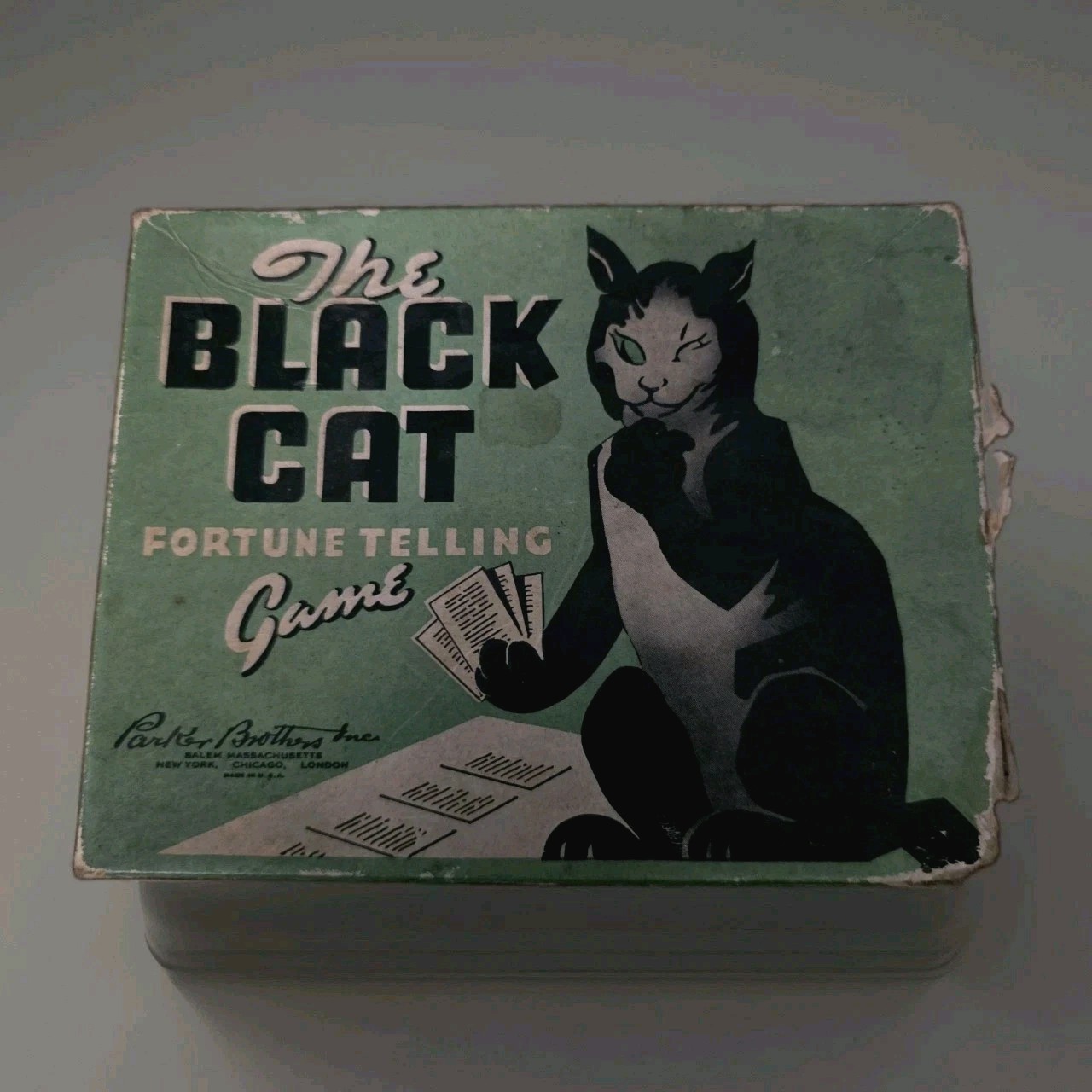 Vintage Black Cat Fortune Telling Game By Parker Bros. c.1940 24/24 w/orig Inst.
