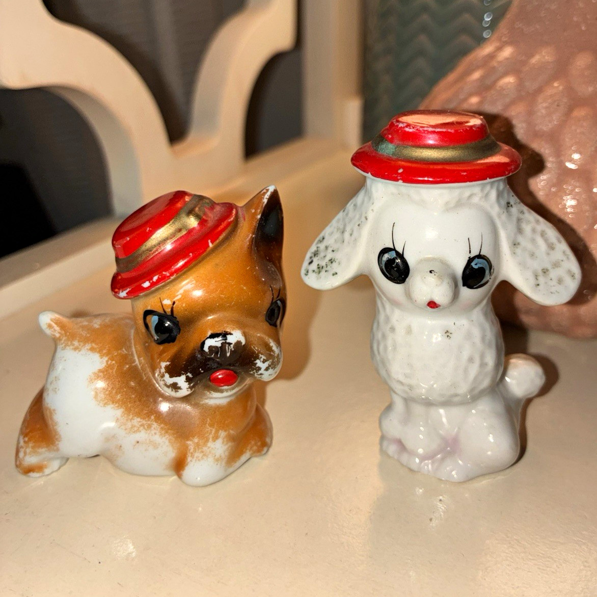 Vintage Mid-Century Anthropomorphic Ceramic Dog Pair
