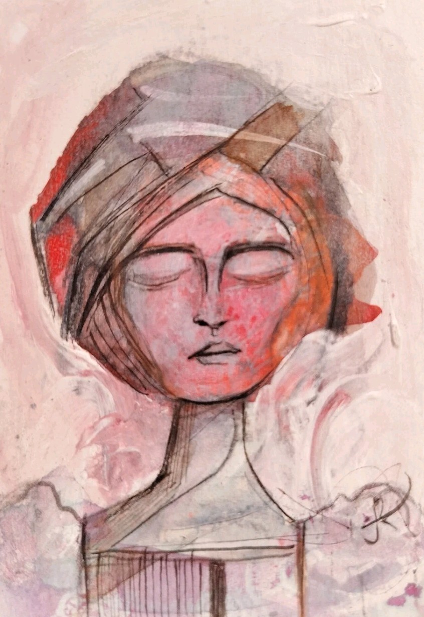 ACEO Original Painting Surrealism Abstract Expression Portrait Jess Russell ACEO Original Painting Surrealism Abstract Expression Portrait Jess Russell
