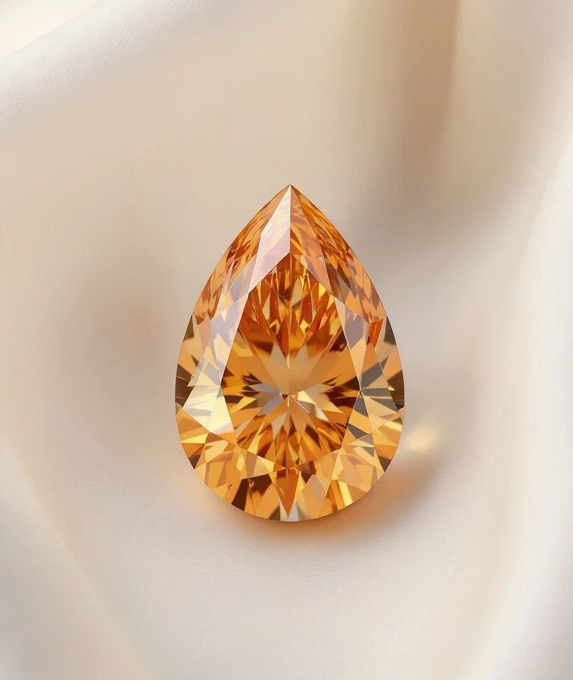 6 CT Natural Orange Pear Diamond D Grade VVS1 Loose Diamond Stone For Her